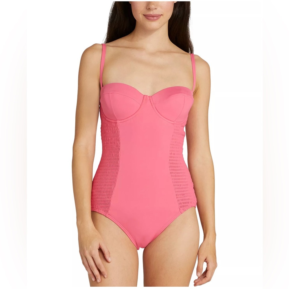 Brand new Kate Spade pink Smocked Underwire One-Piece Swimsuit/bathsuit